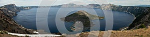 Wizard Island and Crater Lake Panoramic View From Watchman Overlook