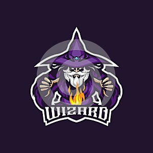 Wizard mascot logo design vector with modern illustration concept style for badge, emblem and t shirt printing. wizard