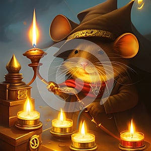 Wizard mouse wearing a witch hat