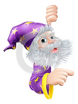 Wizard peeking round sign