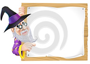 Wizard pointing at sign