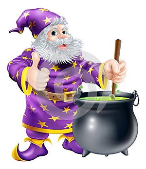 Wizard stirring cauldron