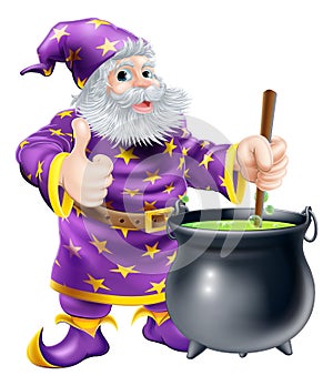 Wizard stirring cauldron photo