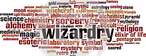 Wizardry word cloud photo