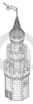Wizards Fantasy Tower Castle Building Map Icon photo