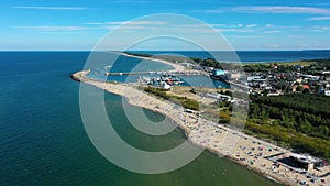 Wladyslawowo beach aerial view. Polish sea. Beautiful summer