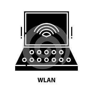 wlan icon, black vector sign with editable strokes, concept illustration