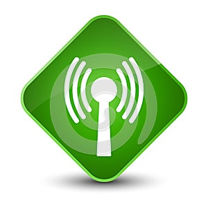 Wlan network icon elegant green diamond button