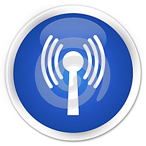 Wlan network icon premium blue round button