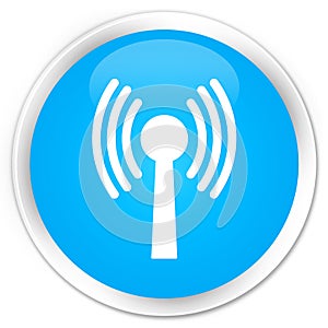 Wlan network icon premium cyan blue round button
