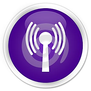 Wlan network icon premium purple round button