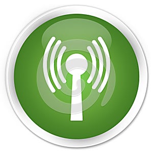 Wlan network icon premium soft green round button