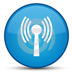 Wlan network icon special cyan blue round button