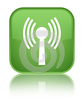 Wlan network icon special soft green square button
