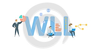 WLL, With Limited Liability. Concept with keyword, people and icons. Flat vector illustration. Isolated on white.