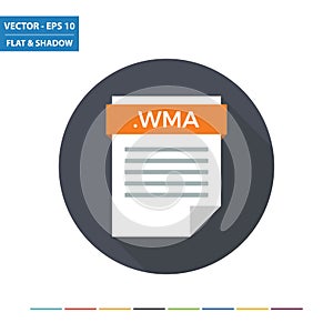 WMA audio document file format flat icon