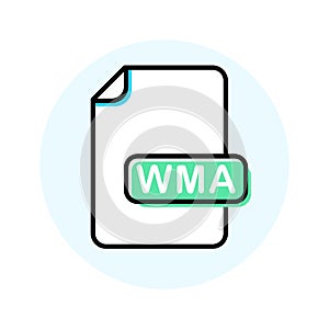 WMA file format, extension color line icon photo