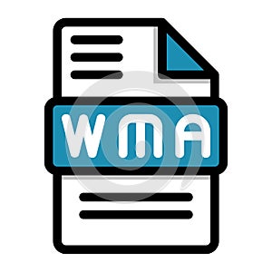 Wma file icon. flat audio file, icons format symbols. Vector illustration. can be used for website interfaces, mobile applications photo