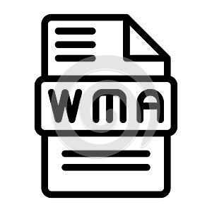 WMA File Icon Vector. Outline File Sign, Audio Extension icon Outline Design. Vector Illustration photo