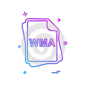 WMA file type icon design vector