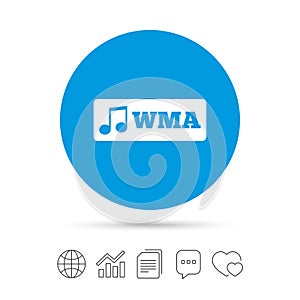 Wma music format sign icon. Musical symbol. photo