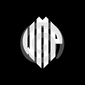 WMP circle letter logo design with circle and ellipse shape. WMP ellipse letters with typographic style. The three initials form a