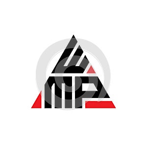 WMP triangle letter logo design with triangle shape. WMP triangle logo design monogram. WMP triangle vector logo template with red