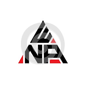 WNA triangle letter logo design with triangle shape. WNA triangle logo design monogram. WNA triangle vector logo template with red