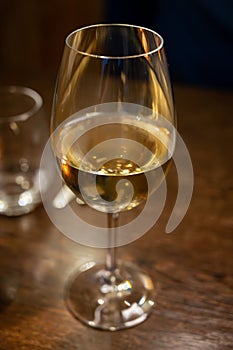 wo glasses of Chilean Chardonnay Viognier white wine served in cosy Dutch restaurant