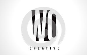 WO W O White Letter Logo Design with Black Square.