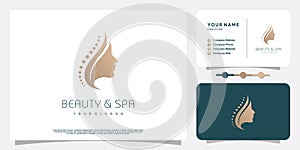 Woamn logo design with beauty and spa concept Premium Vector