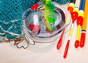 Wobbler, floats and fishing accessories