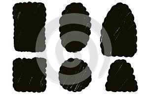 Wobbly edged callout shapes. Text boxes frames set. Oval, circle and rectangle photo