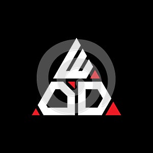 WOD triangle letter logo design with triangle shape. WOD triangle logo design monogram. WOD triangle vector logo template with red