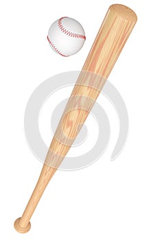 Wodoen professional softball or baseball bat and ball isolated on white.