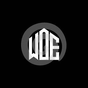 WOE letter logo design on BLACK background. WOE creative initials letter logo concept. WOE letter design