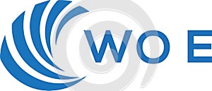 WOE letter logo design on white background. WOE creative circle letter logo photo