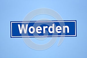 Woerden place name sign in the Netherlands