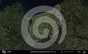 wojewodztwo zachodniopomorskie highlighted, Poland. Sentinel. May 2023 photo