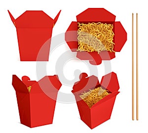 Wok box noodles mockup, take away food container