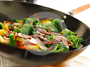 Wok stir fry closeup