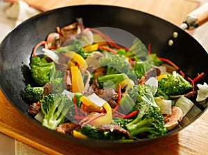 Wok with stiry fry photo