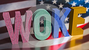 The woke text for modern social justice movements 3d rendering