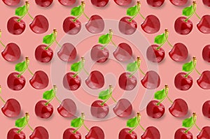 Wole cherry fruits pattern on colorful background photo