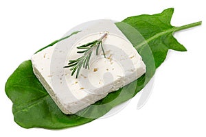 Wole Feta cheese isolated on white background clipping Heap of Feta cheese, photo