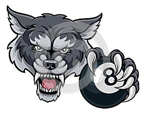 Wolf Angry Pool 8 Ball Billiards Mascot Cartoon