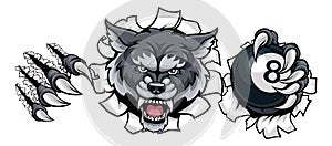 Wolf Angry Pool 8 Ball Billiards Mascot Cartoon