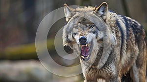 Wolf Baring Teeth in Aggression