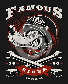 Wolf biker illustration