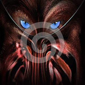 Wolf with blue eyes abstract